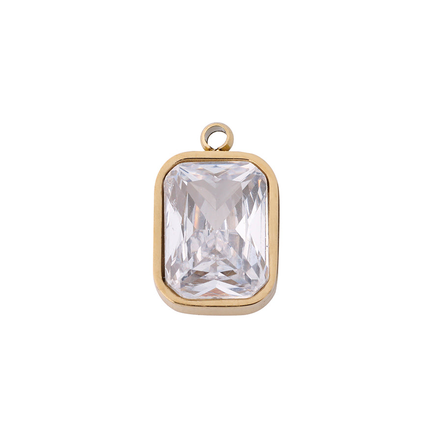 12mm Rectangle Crystal Charm from the Glam Collection - Gold Plated