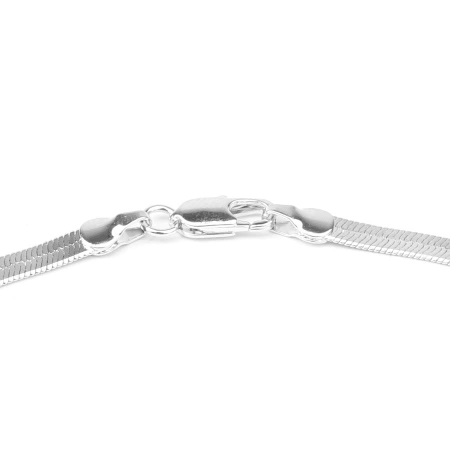 18 Inch 4mm Flat Herringbone Necklace with Clasp - Silver