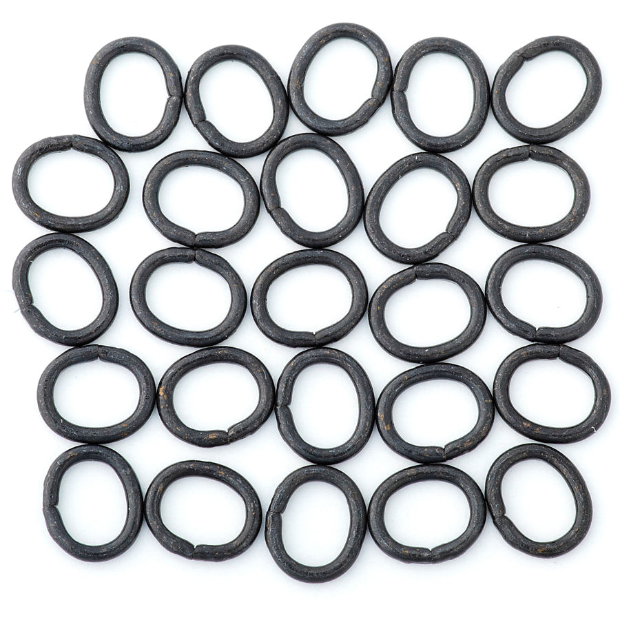 5mm Matte Black Plated 21 Gauge Oval Jump Rings (25 Pieces)