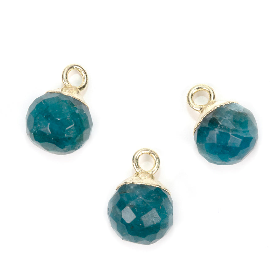 9mm Onion Shape Gold Electroplated Charm - Apatite (3 Pieces)