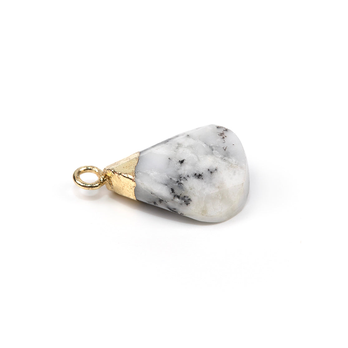 16mm Twisted Pear Shape Gold Electroplated Charm/Pendant - Dendrite Opal