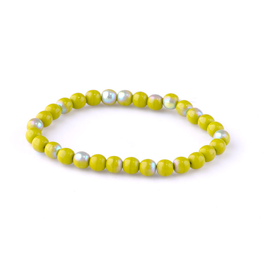 6mm Round Druk Czech Glas Beads - Avocado with AB Finish