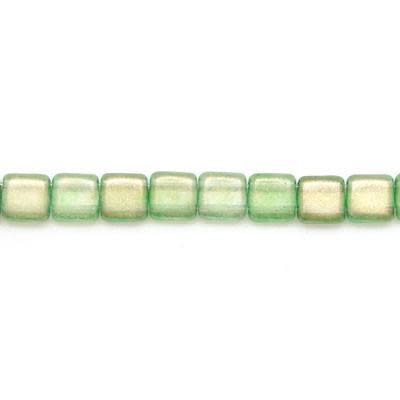 6mm Halo Verona Green Two Hole Tile Czech Glass Beads by CzechMates