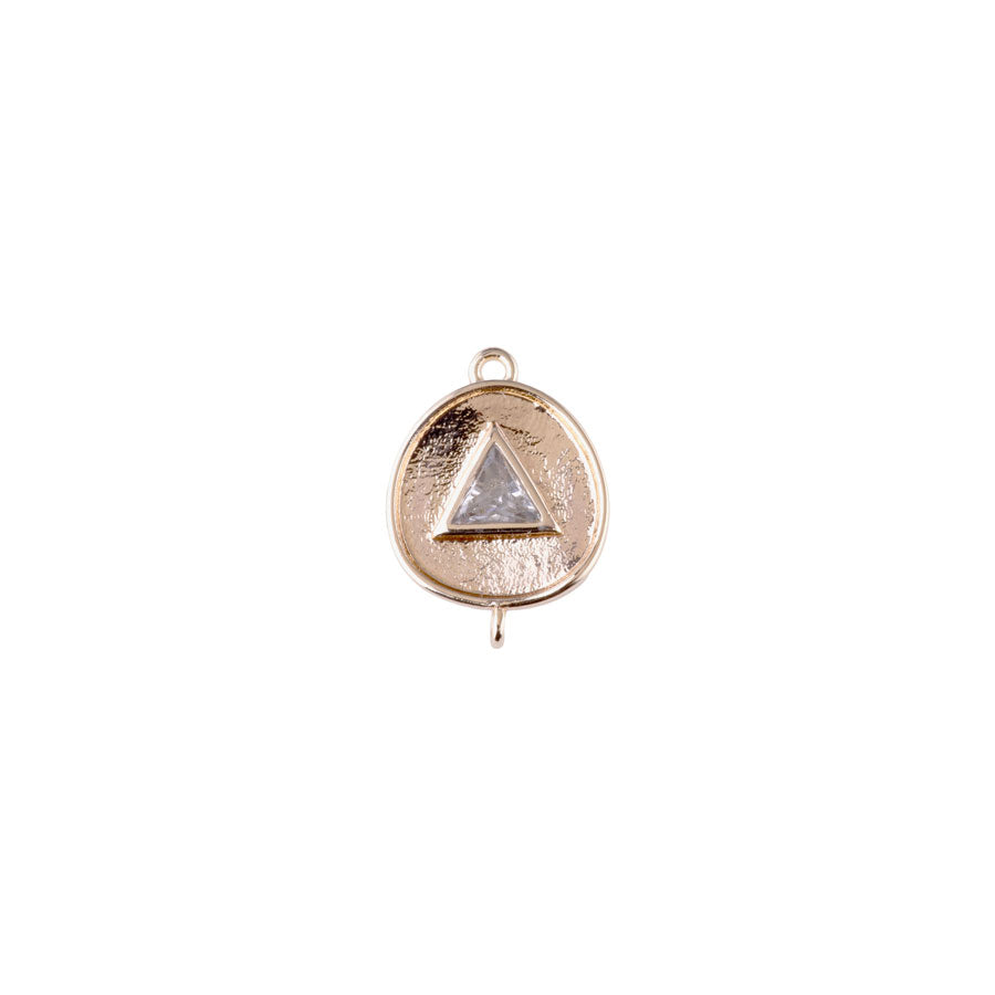 15mm Round Connector with Triangle Crystal Embellishment from the Glam Collection - Gold Plated