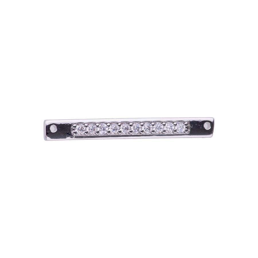 32mm Bar Connector with Crystal Embellishments from the Glam Collection - Rhodium Plated