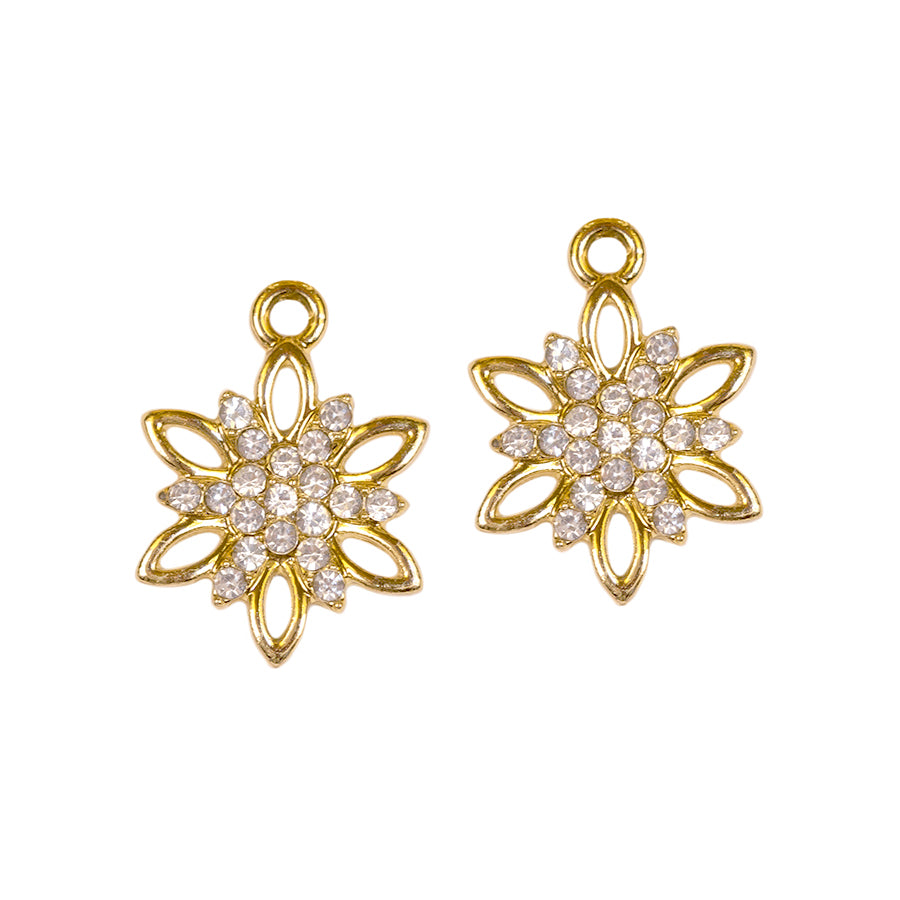 20x15mm Elegant Poinsettia Charm Set - Gold