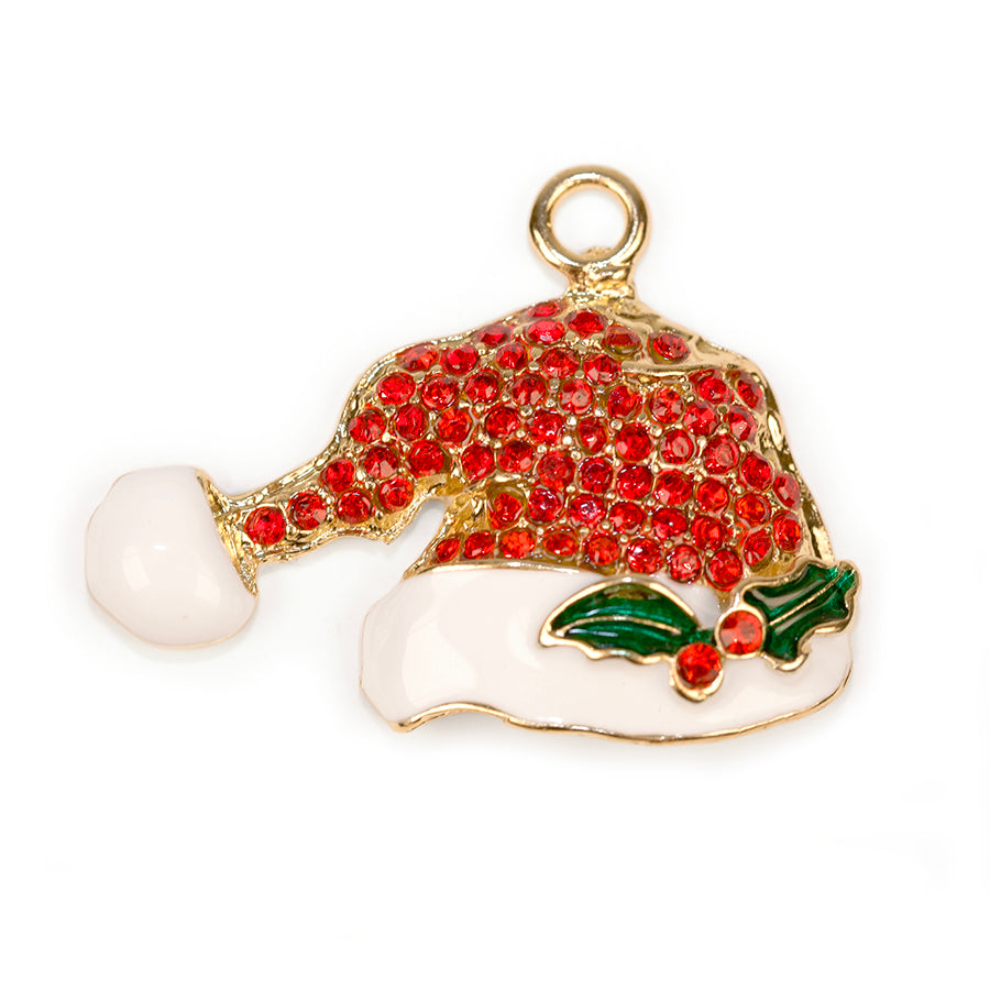 23x40mm Santa Hat Sparkle Pendant in Gold