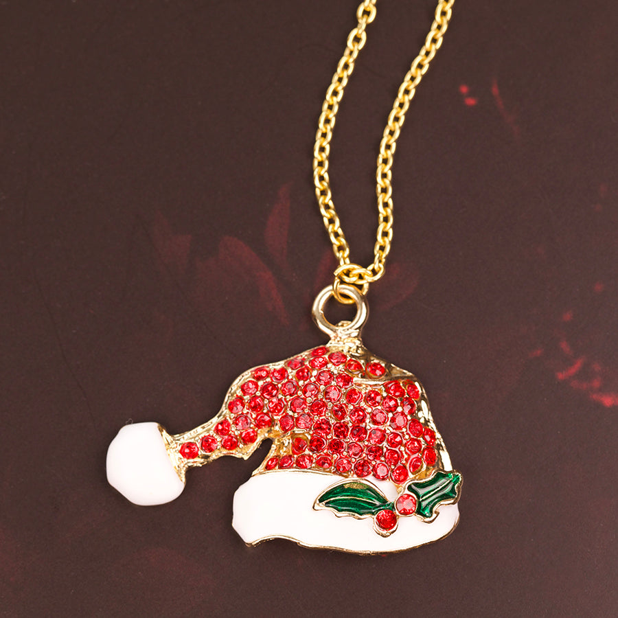 23x40mm Santa Hat Sparkle Pendant in Gold