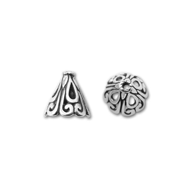 Bali Silver Open Cone with Filigree Pattern