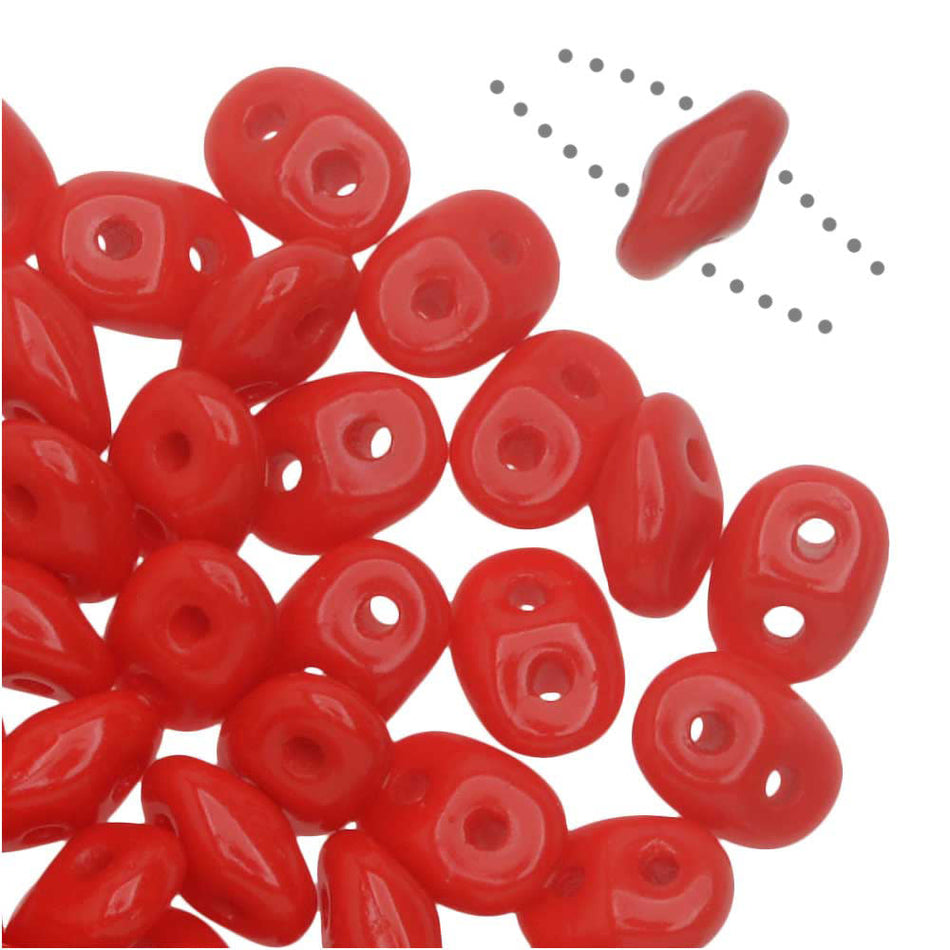 SuperDuo 2 x 5mm Opaque Red 2-Hole Seed Bead 2.5-Inch Tube