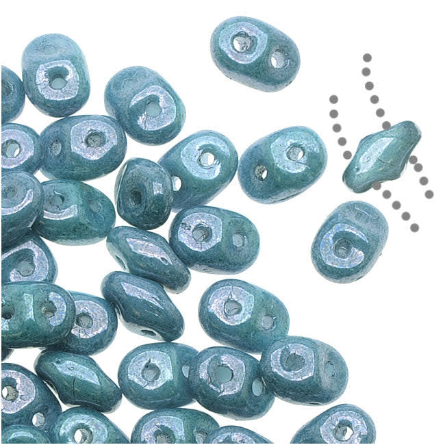 SuperDuo 2 x 5mm 2-Hole Opaque Blue Luster Seed Bead 2.5-Inch Tube