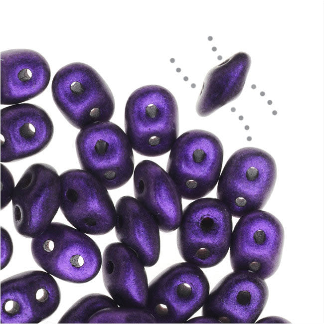 SuperDuo 2 x 5mm Purple Metallic Suede 2-Hole Seed Bead 2.5-Inch Tube