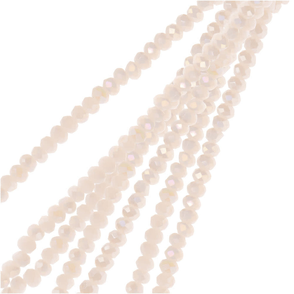 Crystal Beads, Faceted Rondelle 1.5x2.5mm, Opaque Cream AB