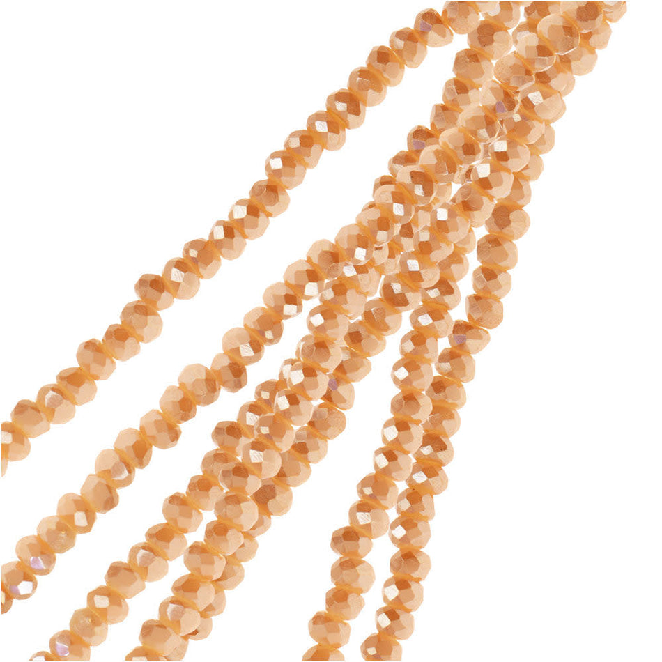 Crystal Beads, Faceted Rondelle 1.5x2.5mm, Opaque Light Champagne Luster