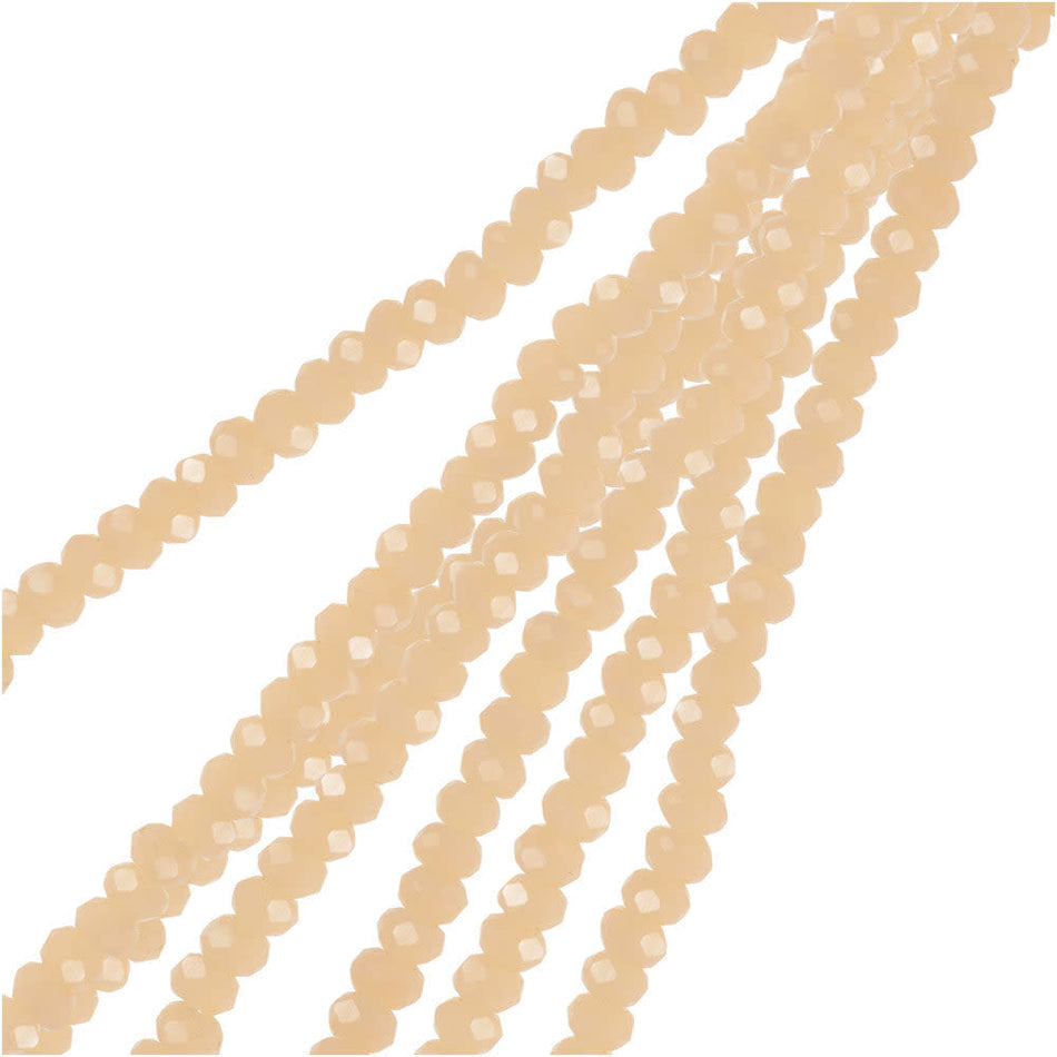 Crystal Beads, Faceted Rondelle 1.5x2.5mm, Opaque Cream