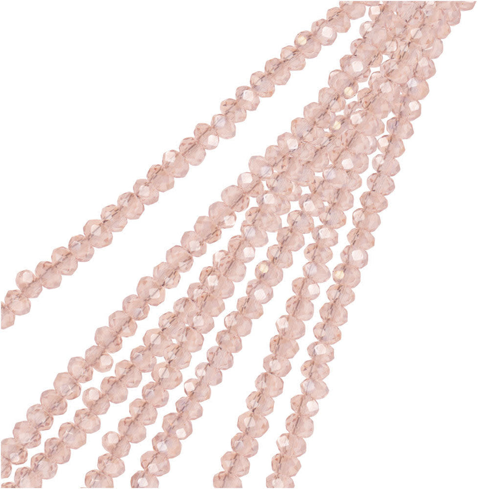 Crystal Beads, Faceted Rondelle 1.5x2.5mm, Transparent Pink AB