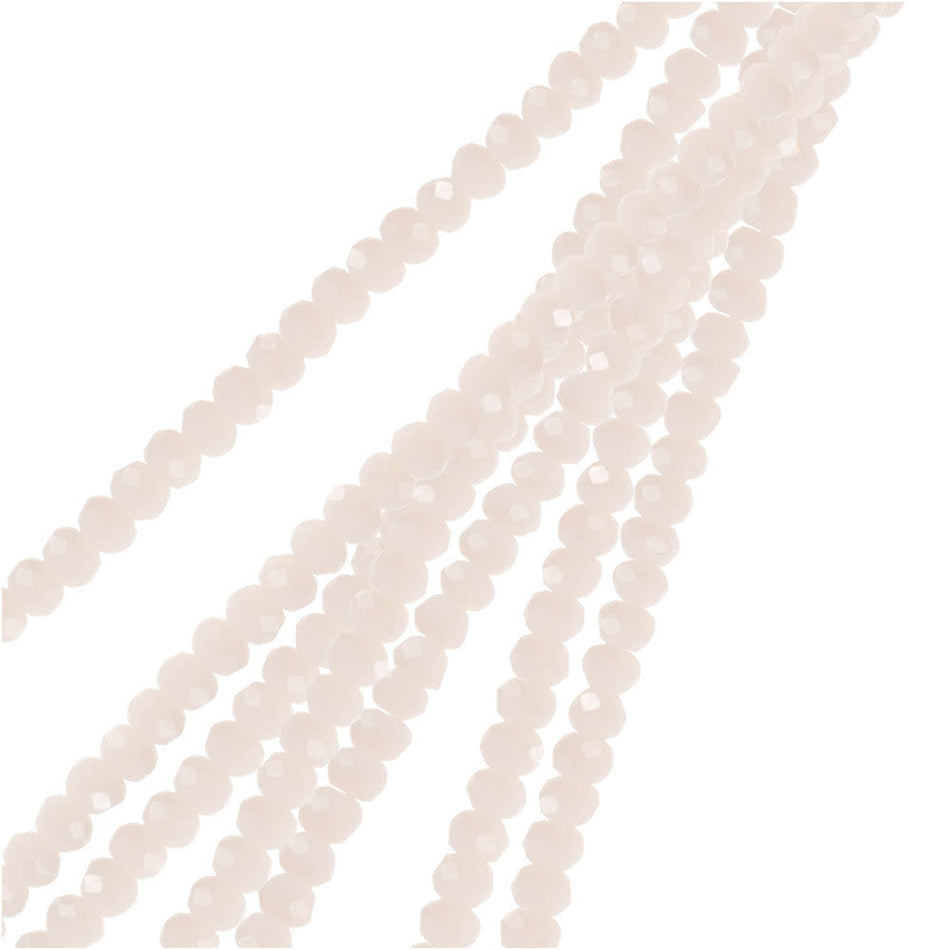 Crystal Beads, Faceted Rondelle 1.5x2.5mm, Opaque Light Cream