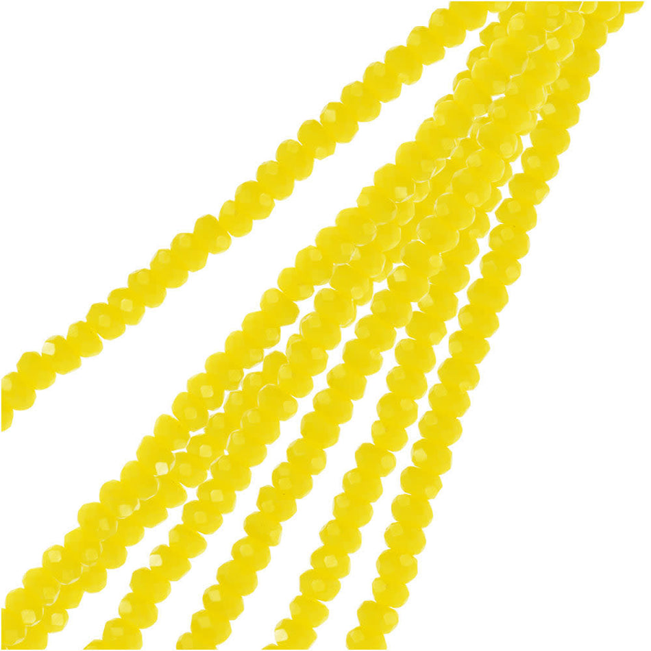 Crystal Beads, Faceted Rondelle 1.5x2.5mm, Opaque Yellow