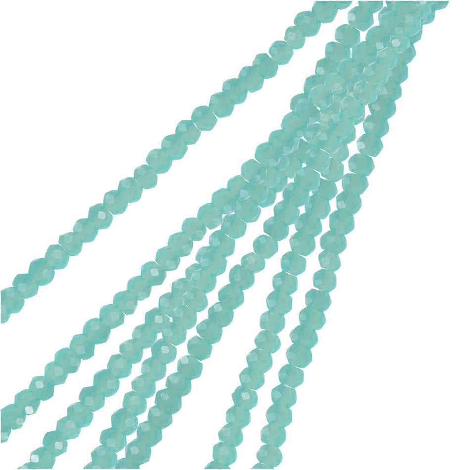 Crystal Beads, Faceted Rondelle 1.5x2.5mm, Opaque Turquoise Blue