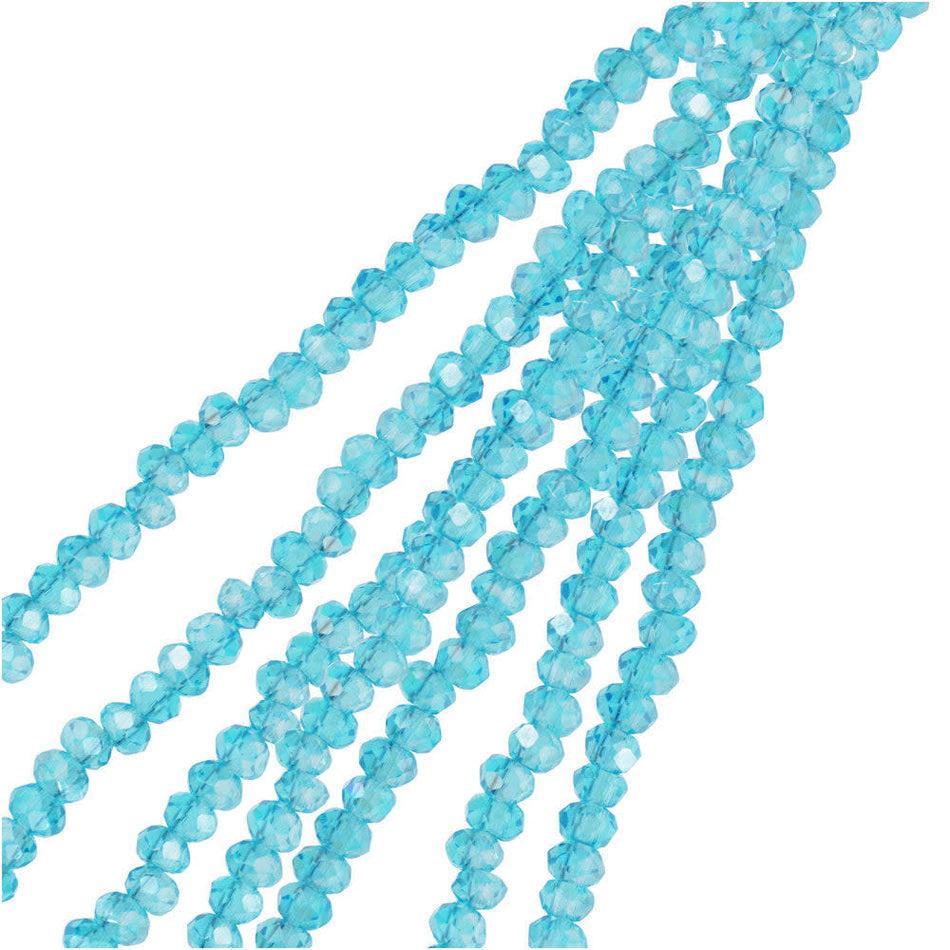 Crystal Beads, Faceted Rondelle 1.5x2.5mm, Transparent Blue AB