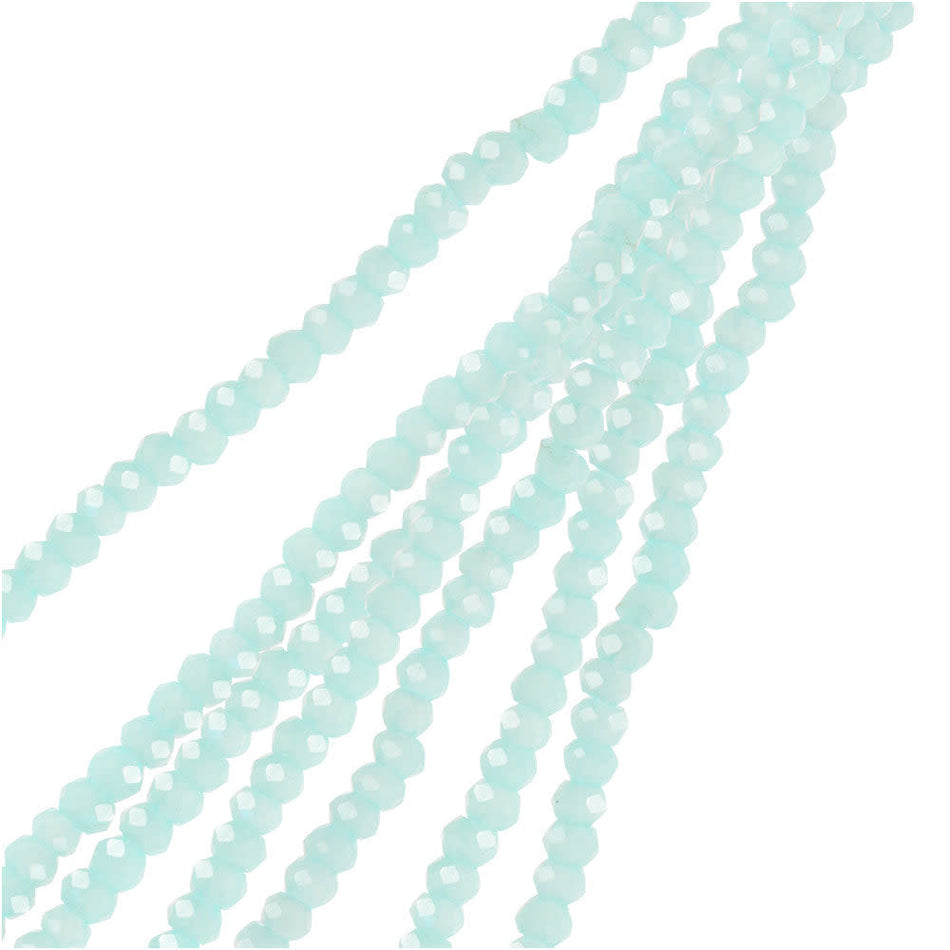 Crystal Beads, Faceted Rondelle 1.5x2.5mm, Opaque Light Blue