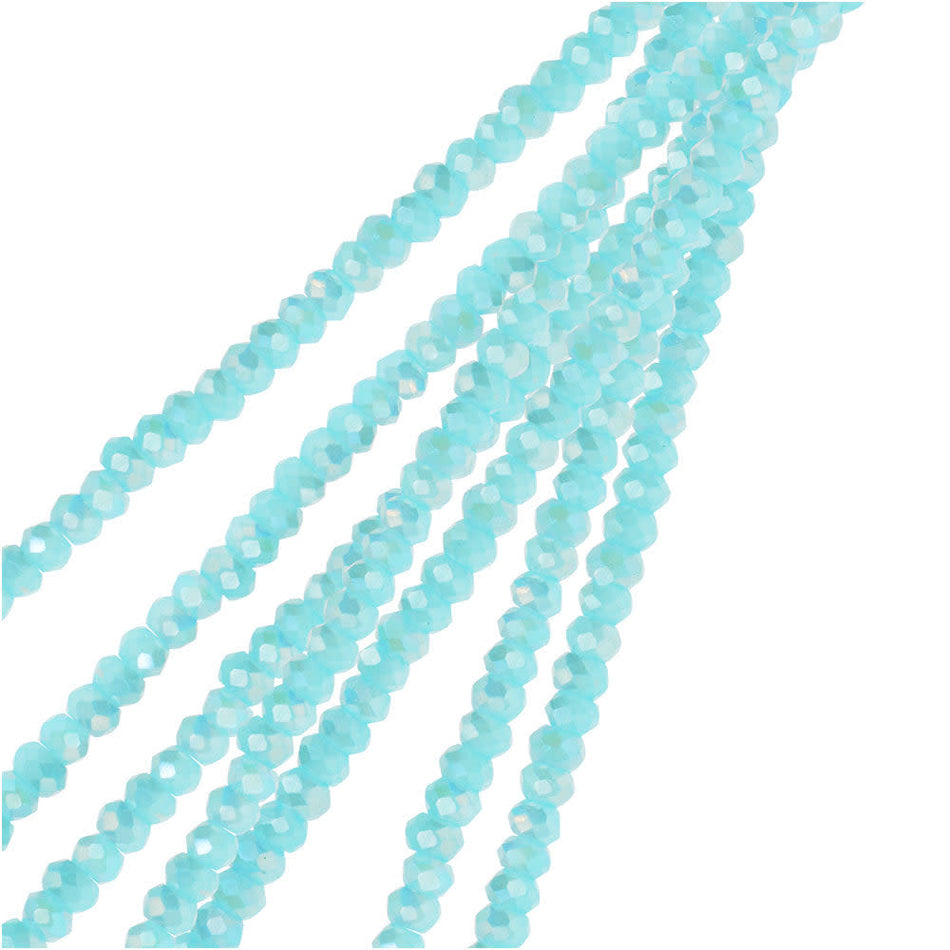 Crystal Beads, Faceted Rondelle 1.5x2.5mm, Opaque Blue AB