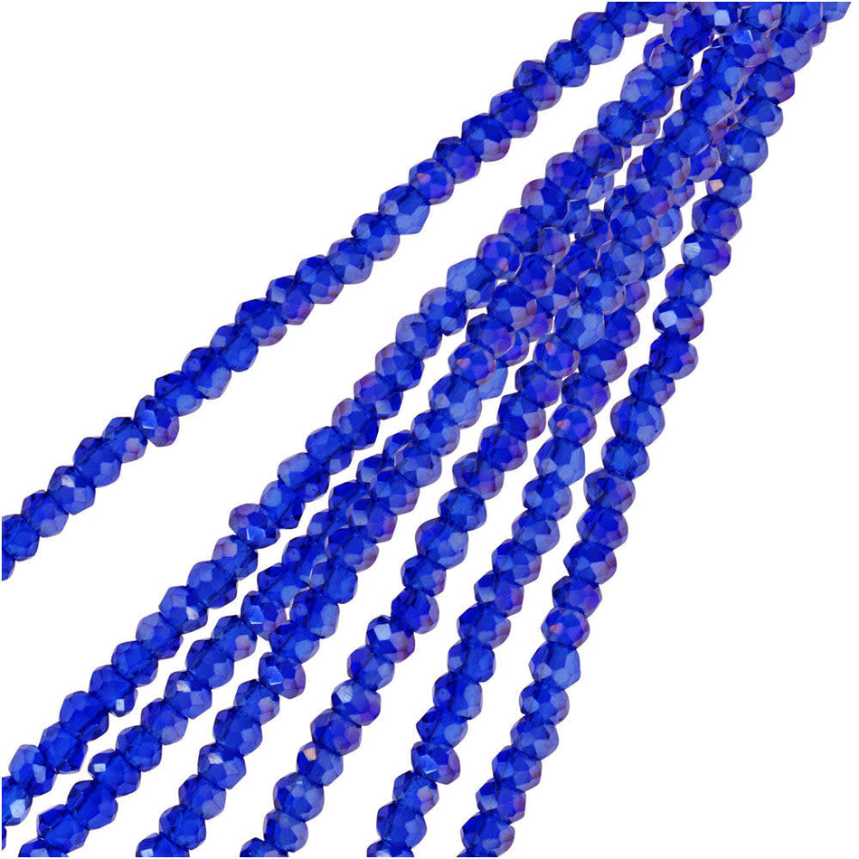 Crystal Beads, Faceted Rondelle 1.5x2.5mm, Transparent Sapphire AB