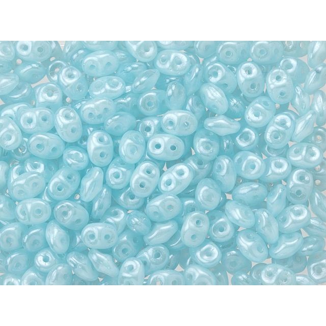 SuperDuo 2 x 5mm Milky Aquamarine Luster 2-Hole Seed Bead 2.5-Inch Tube