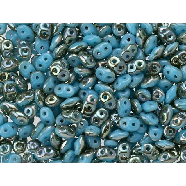 SuperDuo 2 x 5mm Blue Turquoise Celsian 2-Hole Seed Bead 2.5-Inch Tube