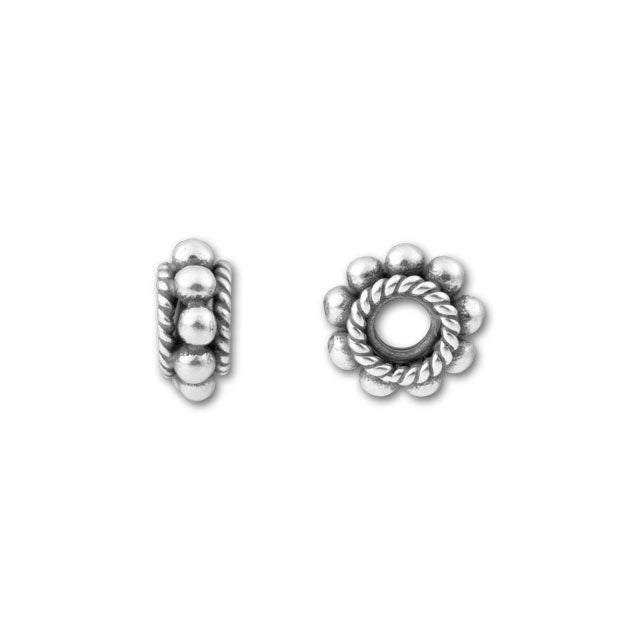 Bali Silver Large Spacer with Granulation and Rope