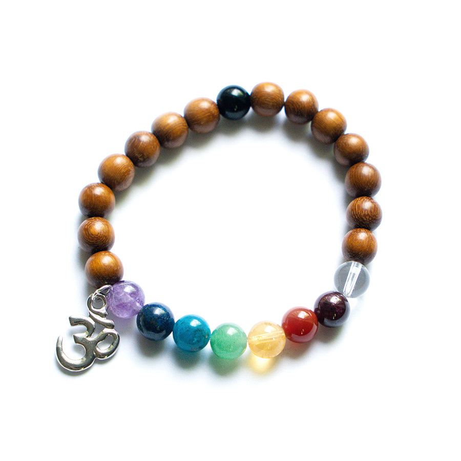 Chakra Gemstone and Madre de Cacao Wood Beaded Stretch Bracelet Kit