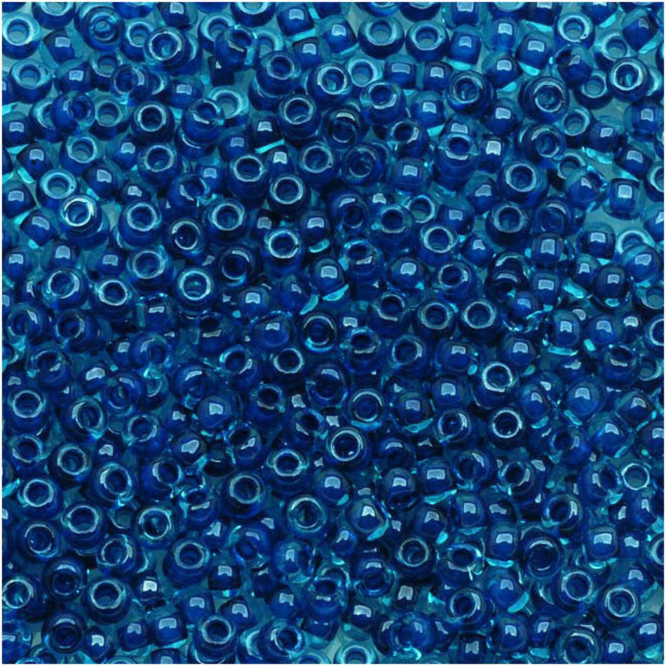 TOHO Bead Round 11/0 Dark Blue Lined Aqua, 2.5-Inch Tube