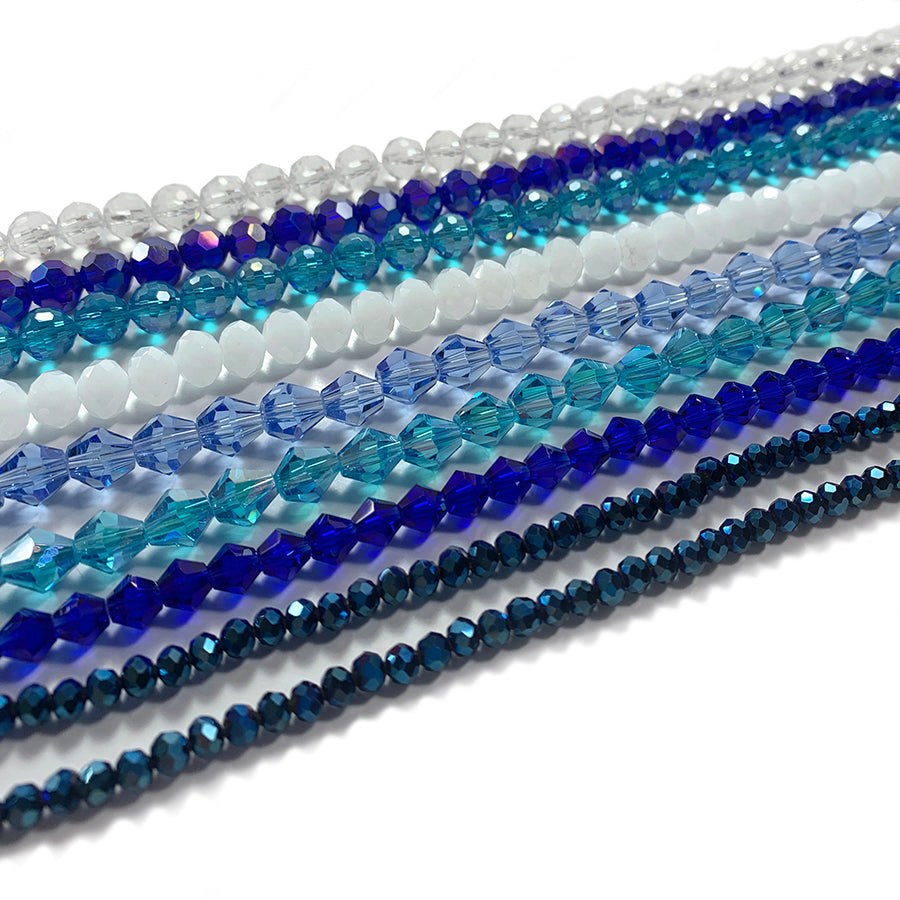 Holiday Inspired Crystal Bead Bundles- Blue/White