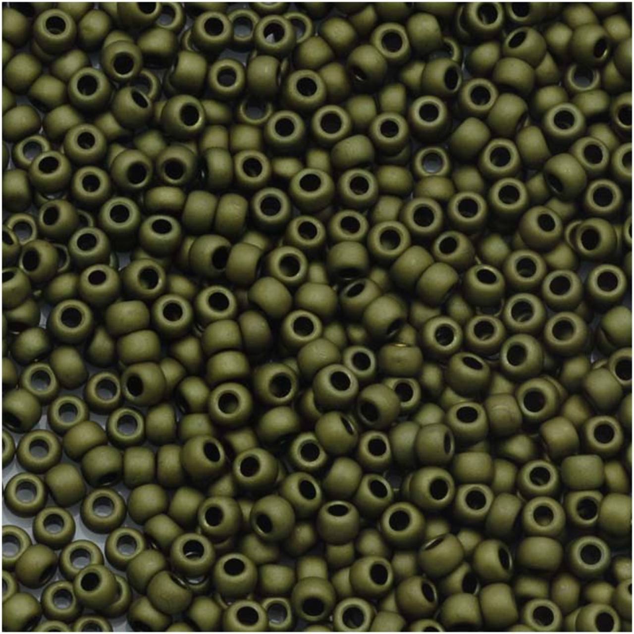 TOHO Bead Round 11/0 Matte Opaque Olive, 2.5-Inch Tube