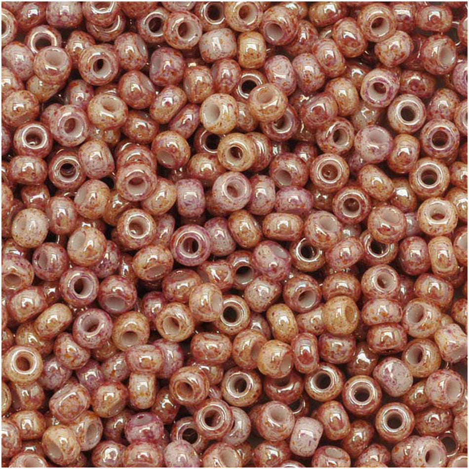 TOHO Bead Round 11/0 Marbled Pale Peach/Ceylon Raspberry 2.5-Inch Tube