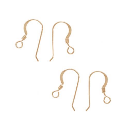 Earring Hooks, French Wire with Coil 19mm Long 14K Gold-Filled (1 Pair)