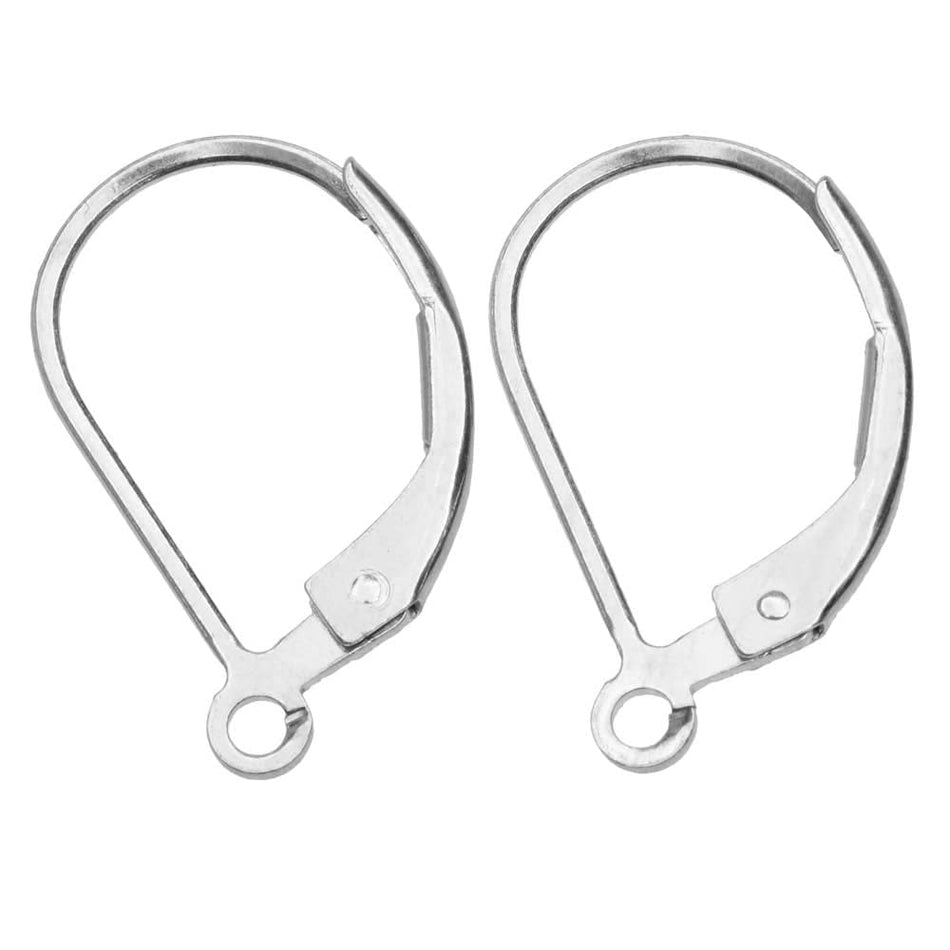 Earring Findings, Classic Lever-Back 16x10mm, Sterling Silver (1 Pair)