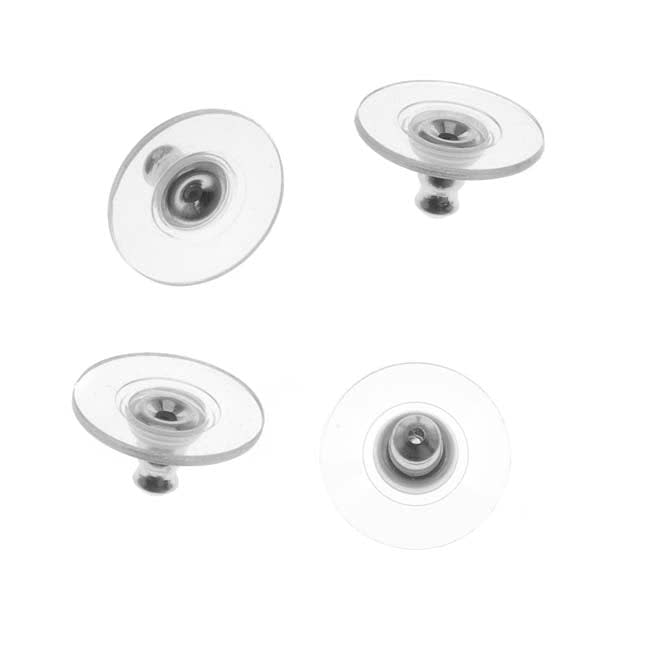 Earring Backs, Hypo Allergenic Bullet Clutch with Pad 7x12mm Silver (10 Pieces)