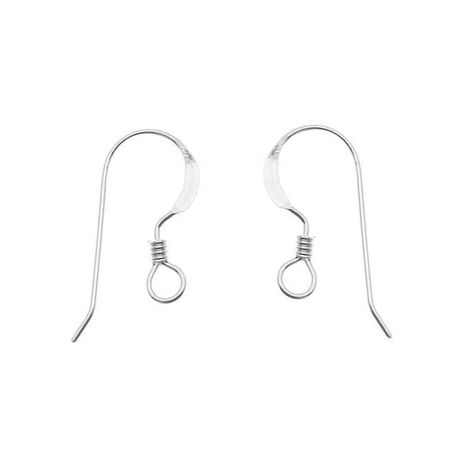 Earring Hooks, French Wire with Coil 17x8mm Sterling Silver (1 Pair)