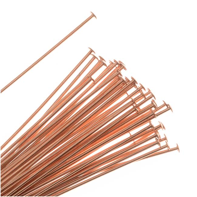 Head Pins, 1.5 Inches Long and 22 Gauge Thick, Copper (10 Pieces)