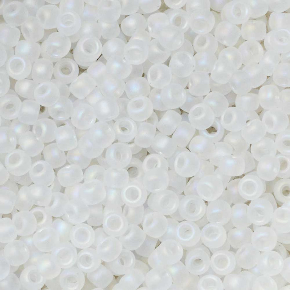 TOHO Seed Beads, Round 11/0, 161F, Transparent Rainbow Frosted Crystal