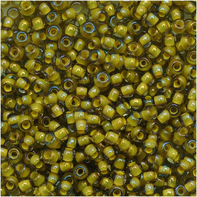 TOHO Round Seed Beads 11/0 246 Luster Black Diamond/Opaque Yellow Lined