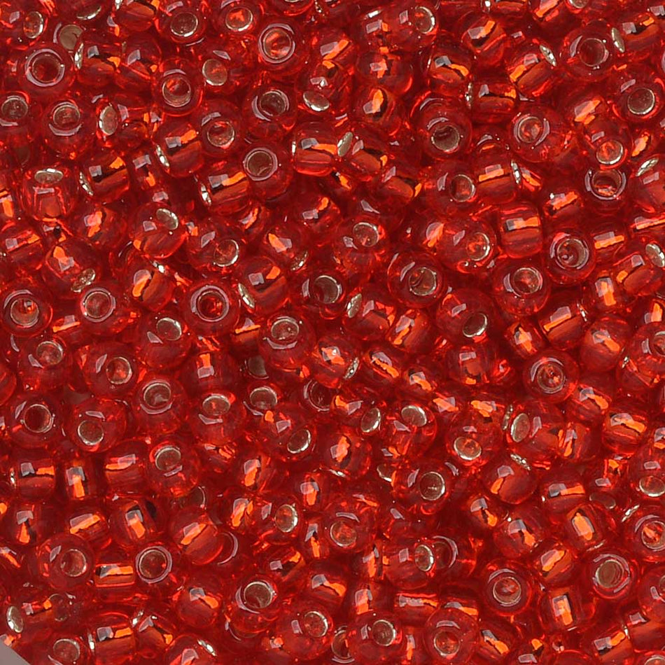 TOHO Seed Beads, Round 11/0, 25B, Silver Lined Siam Ruby