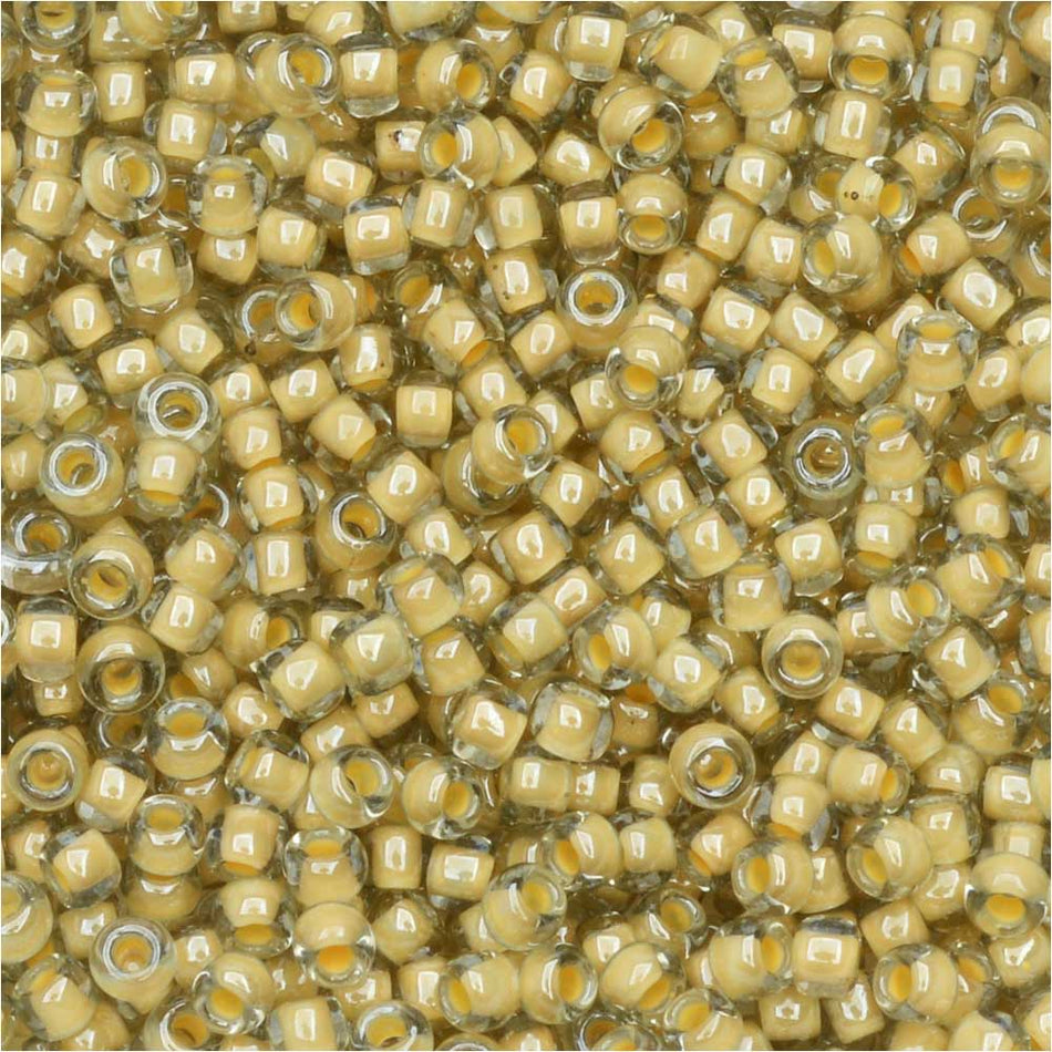 TOHO Seed Beads, Round 11/0, 369, Black Diamond/Orange Creme Lined