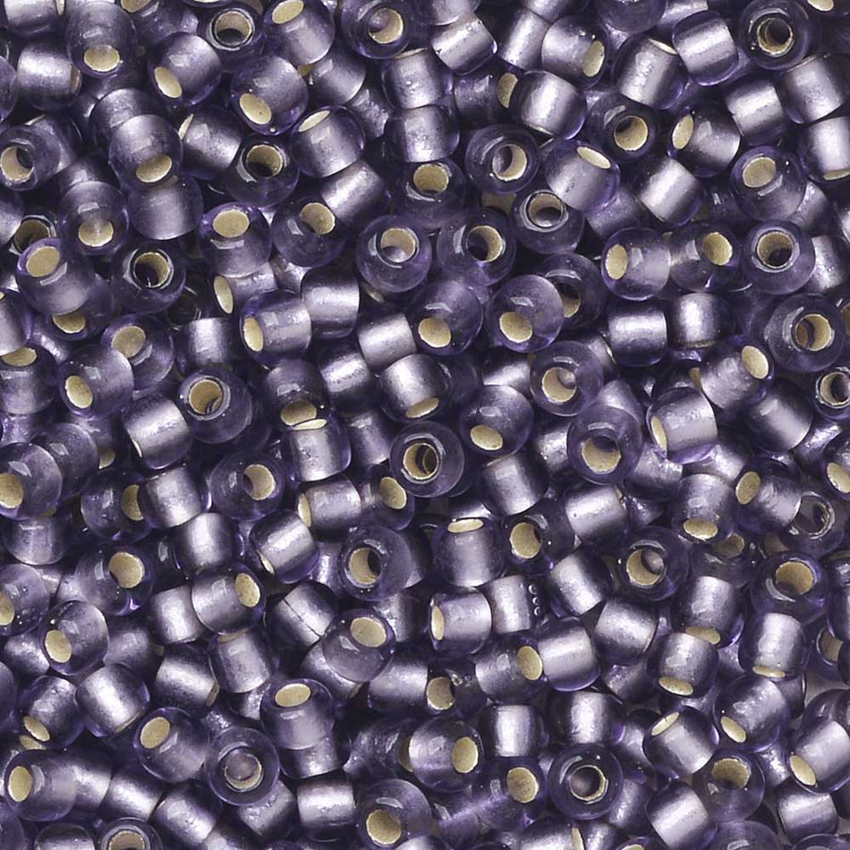 TOHO Seed Beads, Round 11/0, 39F, Silver Lined Frosted Light Tanzanite