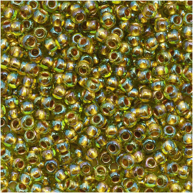 TOHO Round Seed Beads 11/0 996 Gold Lined Rainbow Peridot