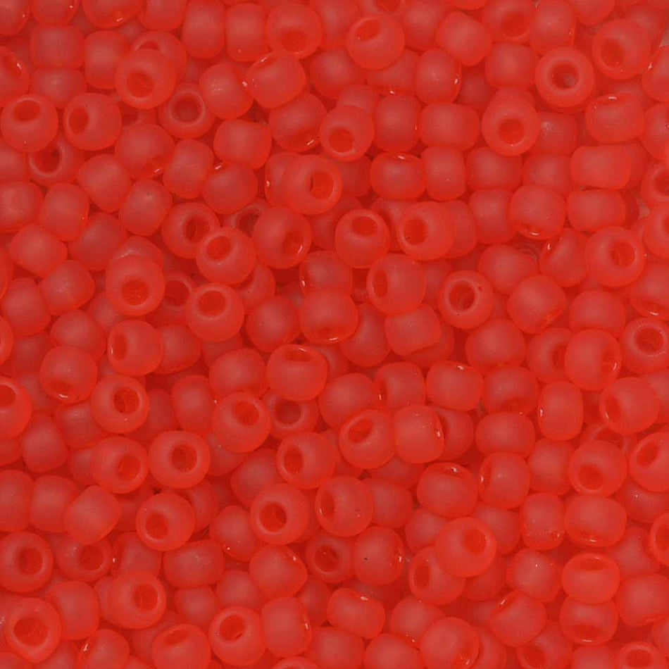 TOHO Seed Beads, Round 11/0, 5F, Transparent Frosted Light Siam Ruby