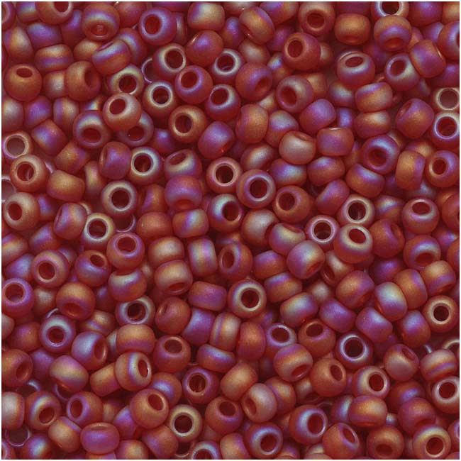 TOHO Round Seed Beads 11/0 165CF Transparent Rainbow Frosted Ruby