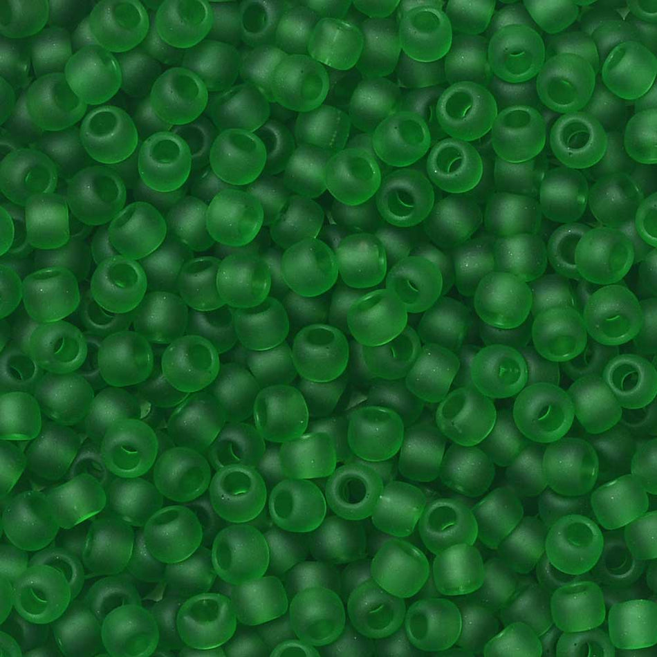 TOHO Seed Beads, Round 11/0, 7BF, Transparent Frosted Grass Green