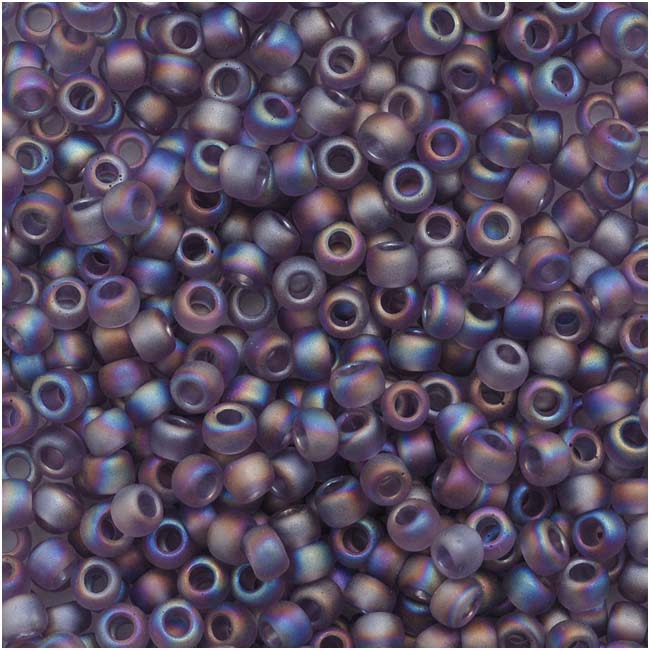 TOHO Round Seed Beads 11/0 166DF Transparent Rainbow Frosted Lt Tanzanite